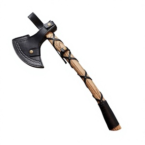 Hacha de tala con hoja de acero forjado y mango de madera, hacha ancha con funda de cuero, herramienta para talar árboles, equipo de supervivencia al aire libre - Product Image 3