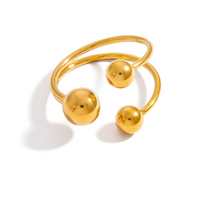 แหวนแฟชั่น สแตนเลสสตีล ชุบทอง 18k ประดับด้วยหินธรรมชาติ ปรับขนาดได้ สวมใส่ได้ทุกวัน เครื่องประดับสำหรับทุกเพศ - Product Image 4