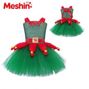 Meshin Green Princess Pompadour Skirt for Girls Children's Christmas Holiday Polyester <b>TV</b> & Movie Costume with Character Pattern - Product Image 3
