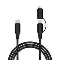 Venta al por mayor 1M 60W 3A 2 en 1 Cable de datos de carga rápida para cable de cargador tipo C para teléfono móvil PC portátil