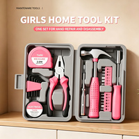 Ergonomisch Ausgewogenes 24-teiliges Rosa Heimwerker-Werkzeugset für Frauen und Mädchen, Leichtes Multifunktionales Handwerkzeug-Set in Box