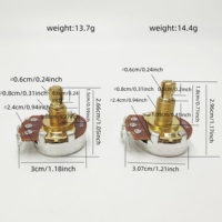 Potentiomètre de guitare à manchon en aluminium avec noyau en cuivre 15MM 18MM A/B 250K 500K Bouton de contrôle du volume et du tonalité pour guitare électrique et basse
