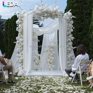 LEDA Wedding <b>Party</b> Decor Modern Outdoor Lawn Wedding Circular Wrought Iron Frame with White Fabric Draping <b>Backdrop</b> - Product Image 2