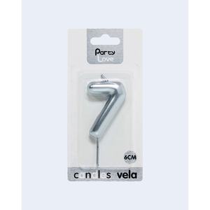 Bougie argentée numéro 7 Party Love, 6 cm, décoration de gâteau d'anniversaire - Product Image 3