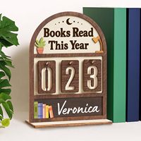 Libro de Registro de Lecturas de Madera MDF Ecológico, Contador de Libros Lidos Este Año, Rastreador de Lecturas con Nombre Personalizado, Decoración de Escritorio, Novedad para Amantes de los Libros