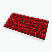 Vente en gros d'usine de roses artificielles en savon colorées, 33 couleurs, 50 pièces/boîte, bricolage, mariage, fête, Saint-Valentin, fête des mères