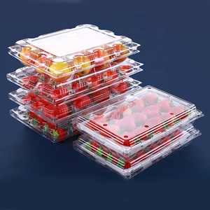 disposable transparent clamshell blister strawberry plastic boxes RPET/PET fruit packaging Punnet containers