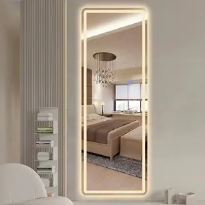 Smart Full Body Backlit Stand Up Dressing Mirror Touch Screen Modern Full Length Lighted Mirror For Wholesale