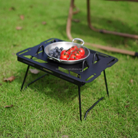 Table de camping pliable portable en acier au carbone avec revêtement en poudre noire pour pique-nique en plein air