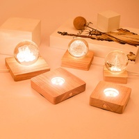 Carré en bois massif Base lumineuse bouteille de vin Rechargeable bricolage veilleuse cristal 3D transfrontalier LED support de lampe batterie cadeau