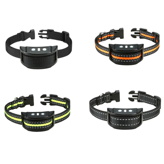 USB Rechargeable Waterproof No Bark Collar LED Flashing Sound & Static Shock No Bark Collar Dog Training Anti-Bark Collar