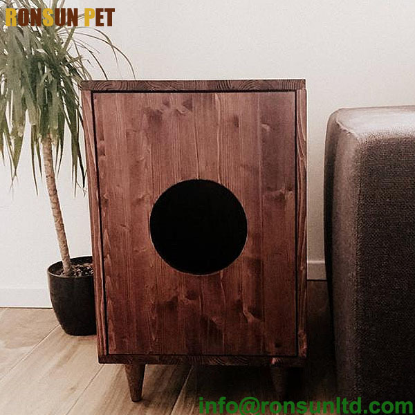 Mode espace privé pour litière pour chat boîtier en bois maison de chat d'animal familier de stockage table d'appoint