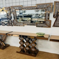 Table console moderne extensible en verre miroir pour salon, chambre à coucher, atelier, bureau à domicile, salle à manger, hôtel, meubles