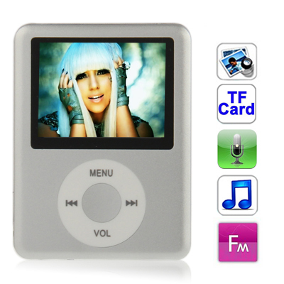 Best Selling 1.8 inch TFT Screen MP4 Player with TF Card Slot Support Recorder FM Radio E-Book and Calendar(Silver)