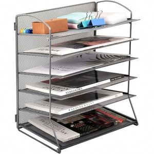 6 Tier Paper <b>Tray</b> Desk Organizer Metal A4/ Letter Size <b>File</b> Document Holder Stackable Letter <b>Tray</b> for Office School Organization - Product Image 1