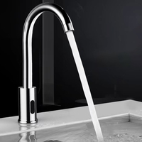 Robinet de lavabo automatique à capteur infrarouge en acier inoxydable, sans contact, mitigeur de salle de bain à arc haut, monotrou, OEM