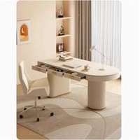 Table de bureau de style italien haut de gamme avec plateau en marbre moderne et luxueux pour salons de beauté et salles de consultation