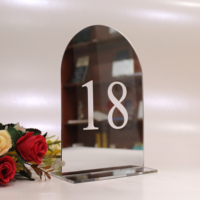 Numéro de Table Arche en Acrylique Doré Gravé, Panneau de Fête de Mariage en Acrylique Miroir