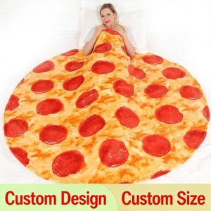 Manta de Franela Tejida 100% Poliéster con Diseño de <span class=keywords><strong>Pizza</strong></span> Waffle Redonda para Cama, Oficina, Viajes y Regalos - Product Image 1