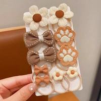 Lot de 10 élastiques à cheveux en forme de fleur de dessin animé pour enfants et filles, attaches pour queue de cheval, accessoires de mariage élégants faits à la main