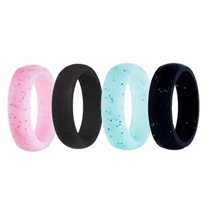 High-quality breathable and fashionable girls' multi-color glitter silicone ring wedding ring