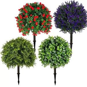 Kraken - Juego de 2 Arbustos Artificiales de Ciprés de Plástico para Interiores/Exteriores con Estaca para el Suelo, 60 cm, Ecológicos, Siempre Verdes - Product Image 2