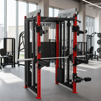Station de musculation multifonctionnelle Smith Machine, demi-cage, rack de musculation en acier, pile de poids 75+ kg, exercices bras et jambes REYK