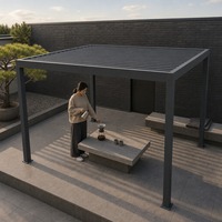 Pergola bioclimatique en aluminium avec toit à lames orientables électriques, imperméable, résistante au vent, abri contre le soleil et la pluie pour patio