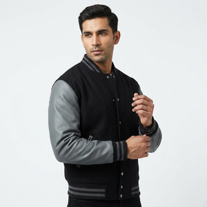 2025 New Arrivals Baseball Coat <b>Men's</b> Fashion Varsity Jacket Cool Style Bomber Leather Sleeve Varsity Jackets for <b>Men</b> - Product Image 1