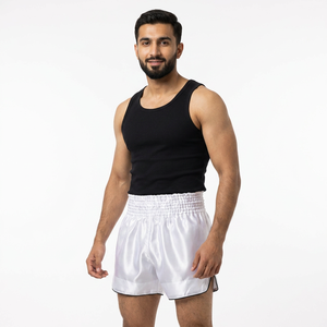 Pantalones Cortos de Boxeo Muay Thai de Alta Calidad, Elásticos, Transpirables, de Secado Rápido, con Logotipo Personalizado y Bolsillos para Yoga y Deportes - Product Image 1