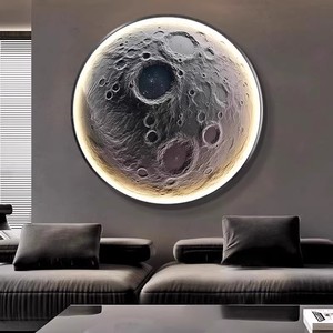 Pintura decorativa redonda de la Luna <span class=keywords><strong>para</strong></span> el vestíbulo <span class=keywords><strong>y</strong></span> la sala de estar, pintura con luz LED brillante - Product Image 1