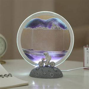 Image d'art de sable mobile Verre rond 3D Deep Sea Sand <span class=keywords><strong>scape</strong></span> lampe de table dynamique mouvement liquide sablier affichage veilleuse - Product Image 5