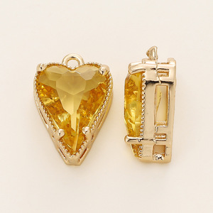 Crystal Heart Pendant Charms Gold Plated Bezel Set DIY Jewelry Accessories For Earrings <b>Bracelet</b> Necklace Unisex Everyday Wear - Product Image 2