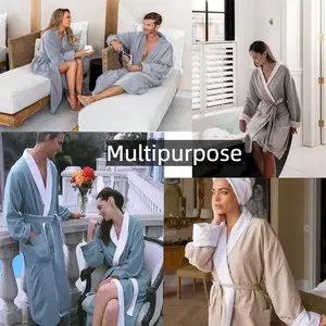 Plush Lined Microfiber Bathrobe Luxury Hotel Bath Robe Custom Knee Length Double Layer Microfiber Bathrobe