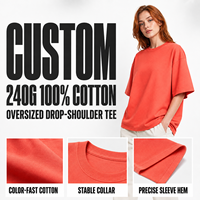 T-shirt unisexe en coton surdimensionné, respirant, à manches courtes, couleur unie, confortable, style streetwear, 240 g/m², pour homme, été.