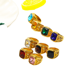 Anillos de Calavera Punk Ovalados de Acero Inoxidable YYN con Baño de Oro de 18K y Cristales para Hombre, Regalo para Aniversario, Fiesta, Boda - Product Image 1