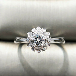 Floral Snowflake Zircon Women Ring Elegant Design For Wedding Engagement Party Daily All-match Finger Jewelry Gift - Product Image 2