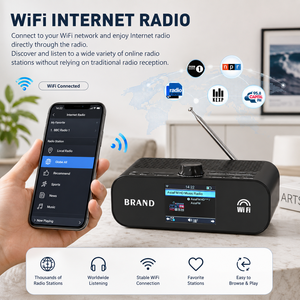 <span class=keywords><strong>Radio</strong></span> Internet WiFi avec récepteur <span class=keywords><strong>radio</strong></span> numérique <span class=keywords><strong>FM</strong></span> audio sans fil, lecteur de musique sans fil pour la maison - Product Image 2
