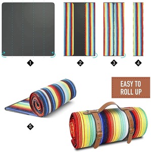 LLOYDBERG Tapete de Playa Acolchado, Tapete de Picnic Plegable Personalizado de Tres Capas, <span class=keywords><strong>Manta</strong></span> de Picnic Impermeable Personalizada con Correa de Cuero - Product Image 2