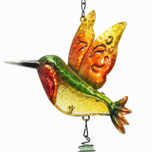 Colgantes de hierro modernos Diamantes pintados Colibríes de cristal Mariposas Libélulas-Campanas de viento de metal creativas - Product Image 6