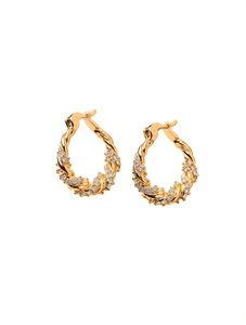 Orecchini a Cerchio Trendy Placcati in Oro 18K con Zirconi, Gioielli da Festa per Donne - Product Image 1
