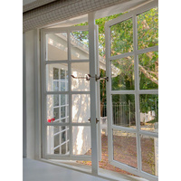 Ventana Abatible Residencial de Aluminio con Doble Acristalamiento, Ahorro de Energía, Manija Europea, Rejilla Decorativa y Vidrio Decorativo Resistente a la Intemperie