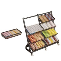 Présentoir de Supermarché Multi-niveaux Mobile en Métal pour Fruits, Légumes, Snacks et Bonbons – Vente en Gros