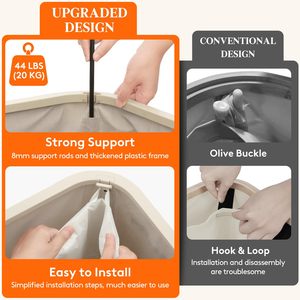 Cesto para Ropa Sucia de 185L con 3 Secciones y Tapa, Cesto Plegable Grande con 3 Bolsas Extraíbles, Cesto Alto para Ropa Sucia para Baño - Product Image 6