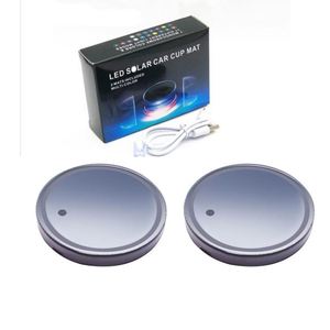 Tapis <span class=keywords><strong>lumineux</strong></span> LED pour porte-gobelet de voiture, <span class=keywords><strong>logo</strong></span> personnalisé, lumières pour porte-gobelet de voiture avec 7 couleurs, tapis de charge USB, accessoires intérieurs de voiture - Product Image 1