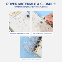 Carnet à anneaux A5 Premium avec couverture transparente en PVC, fermeture à bouton-pression, pages intérieures lignées rechargeables, logo personnalisé