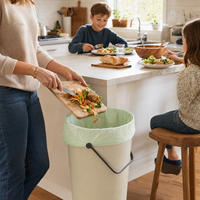 Sacs poubelles compostables OEM grand format, résistants aux fuites, pour déchets alimentaires, avec doublures pour poubelles de cuisine, personnalisables en taille, couleur, épaisseur et emballage