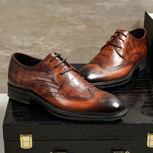 Chaussures en cuir classiques de luxe pour hommes, chaussures habillées formelles à lacets, imperméables, nouvelle conception automne, patchwork, chaussures pour gentleman ASTON M.JAZZ - Product Image 3