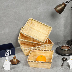 Panier à collation de style quotidien fait à la main pour le stockage des <span class=keywords><strong>fruits</strong></span> <span class=keywords><strong>secs</strong></span> et du pain Panier cadeau de <span class=keywords><strong>Noël</strong></span> tissé en copeaux de bambou - Product Image 3