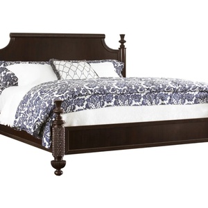 Cama clásica de madera maciza con dosel alto, diseño tradicional tallado a mano, tamaño King ajustable para dormitorio - Product Image 2